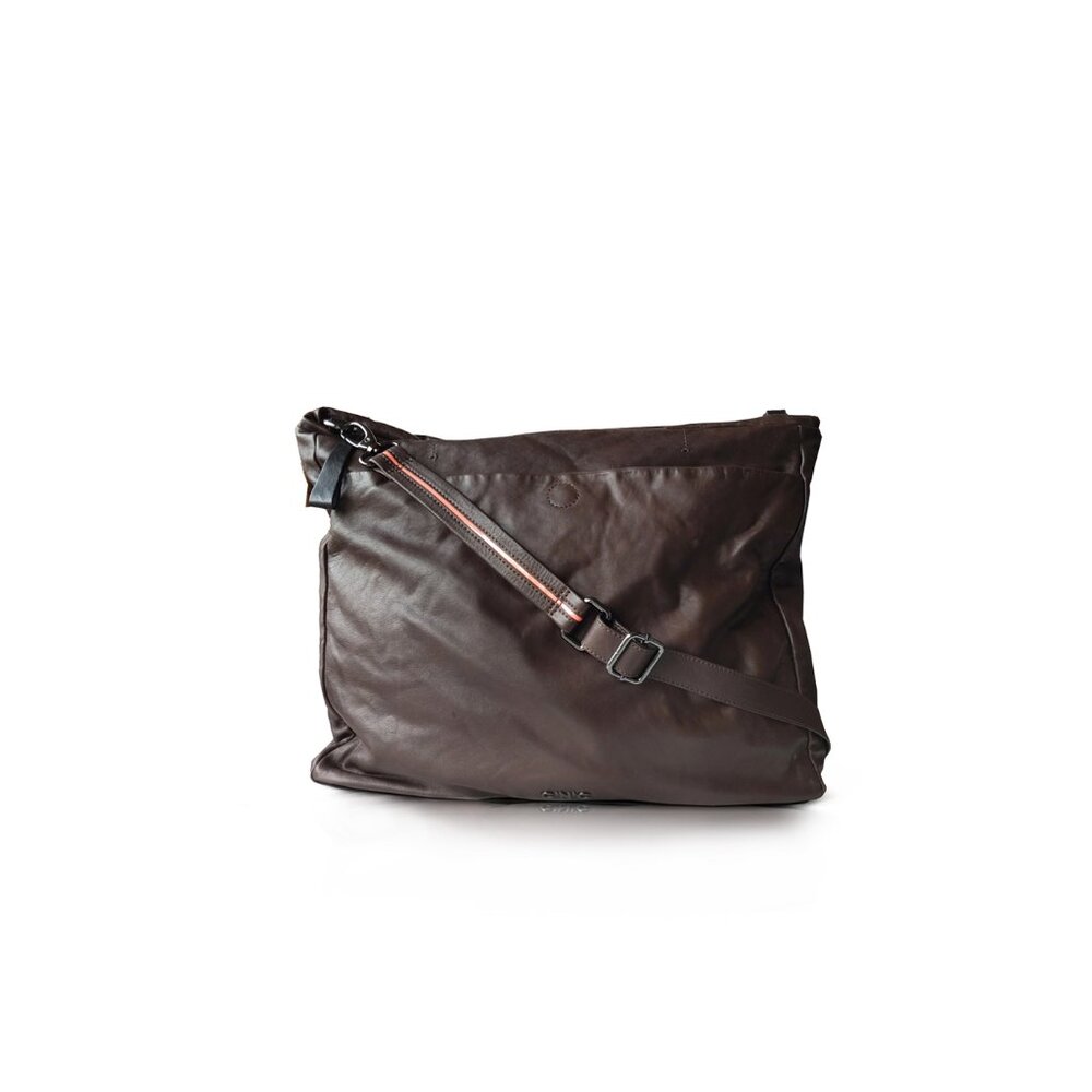 Costume National Leather Bag 16" Weekend Travel Companion Bag Brown Soft…